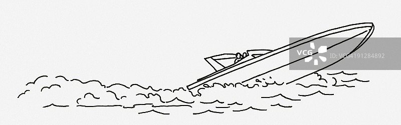 海上快艇的黑白数字插图图片素材
