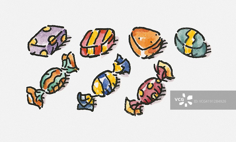 色彩缤纷的糖果数字插画图片素材