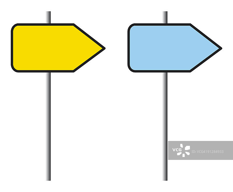 黄色和蓝色方向指示牌数字插画图片素材