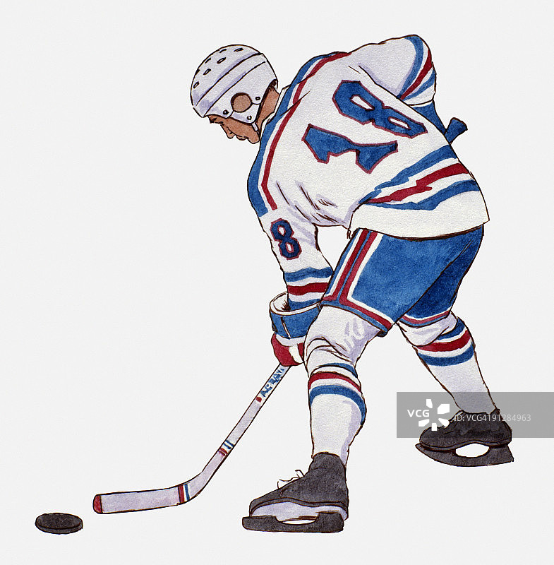 身穿防护服冰球运动员插画图片素材