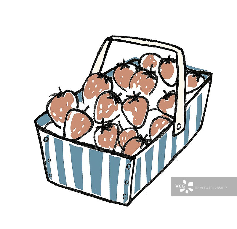 一盒新鲜草莓的数字插图图片素材