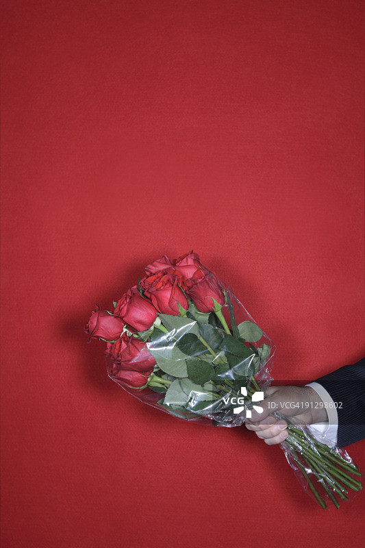 手持玫瑰花束图片素材