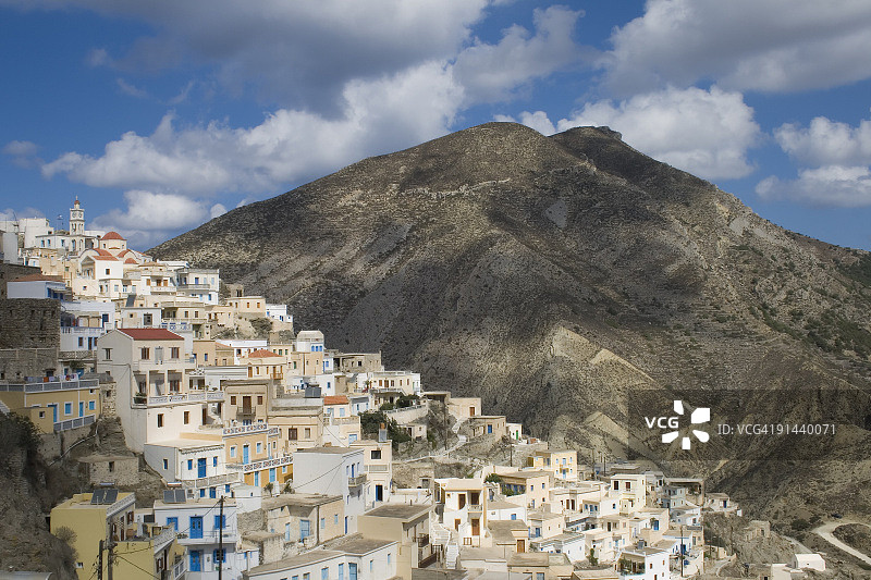 希腊卡尔帕索斯岛的奥林波斯村庄图片素材