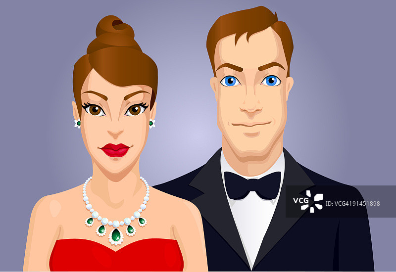 穿着正式晚礼服的迷人情侣图片素材