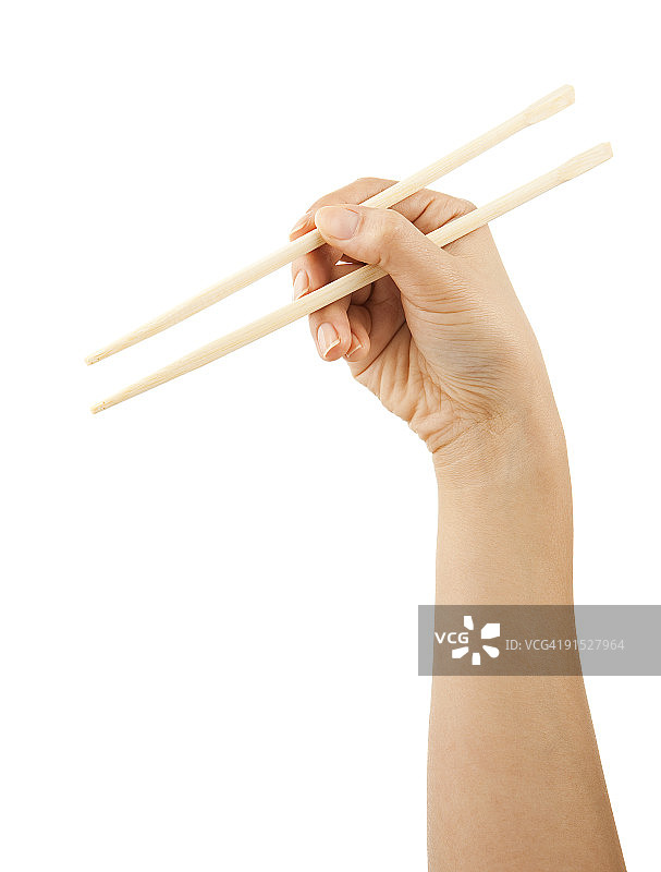 女人手持筷子图片素材