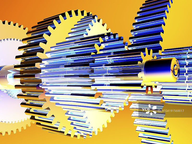 齿轮在机器内传递旋转力图片素材