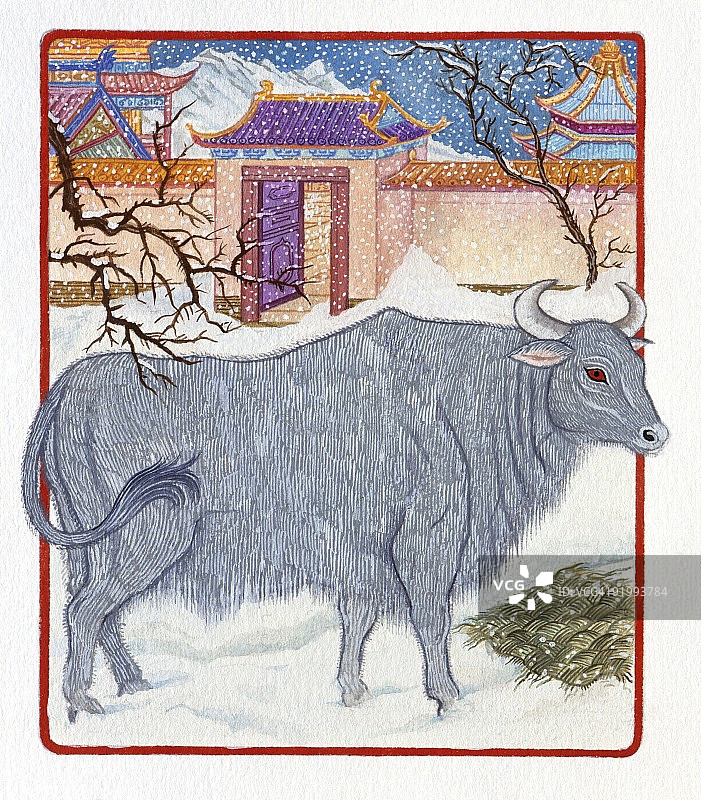 牛年主题插画图片素材