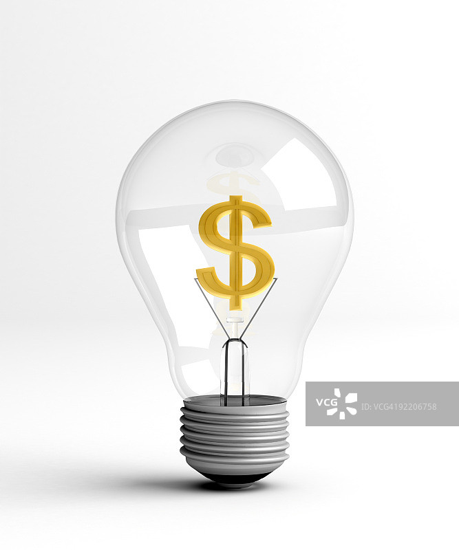 里面有金色美元符号的灯泡图片素材