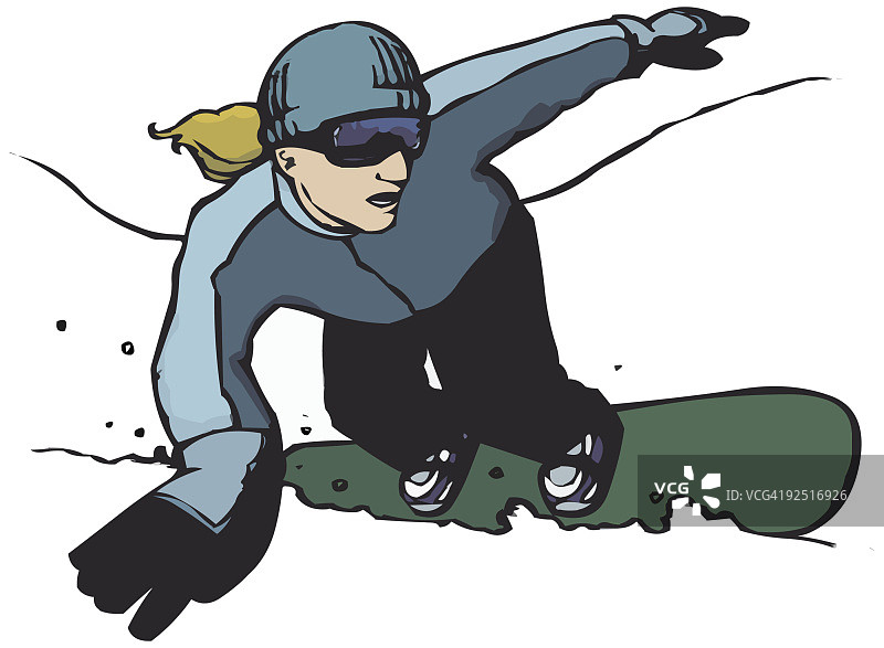 女孩单板滑雪（矢量）图片素材