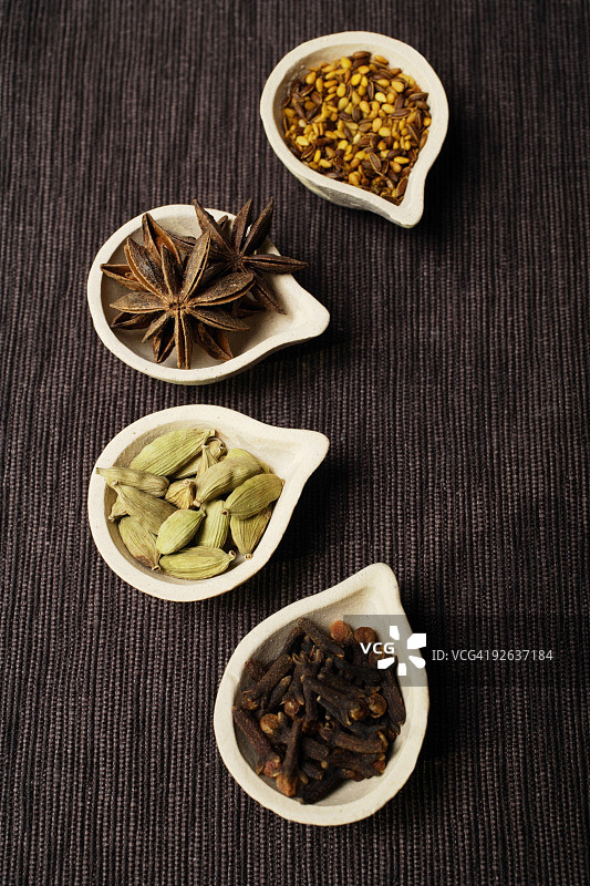 陶罐中的印度香料图片素材