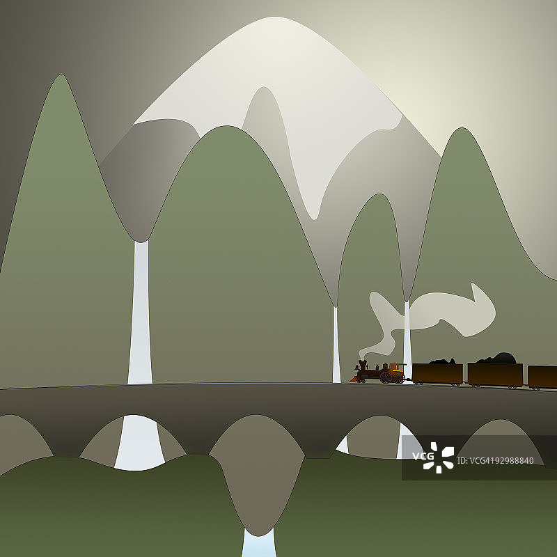 新西兰山区的老火车图片素材