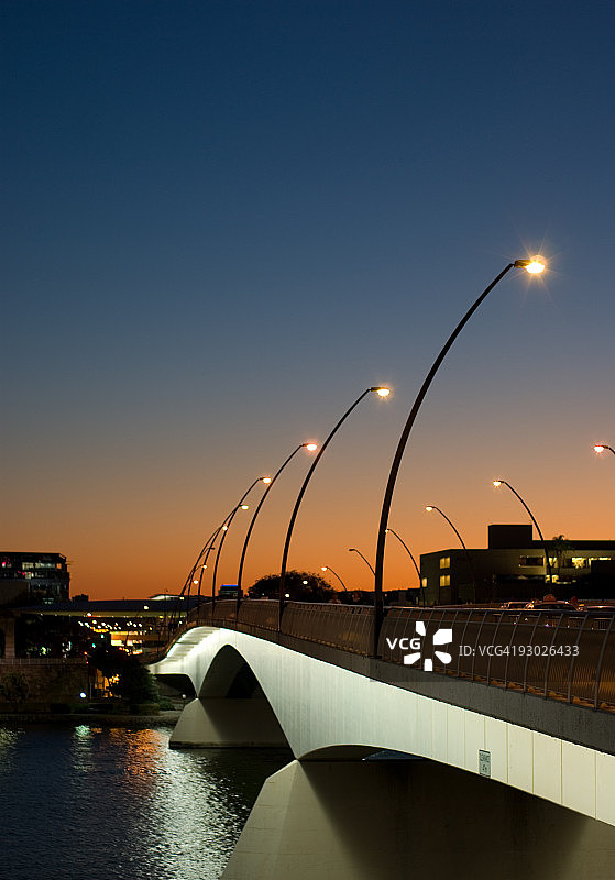 日落下的布里斯班维多利亚桥图片素材