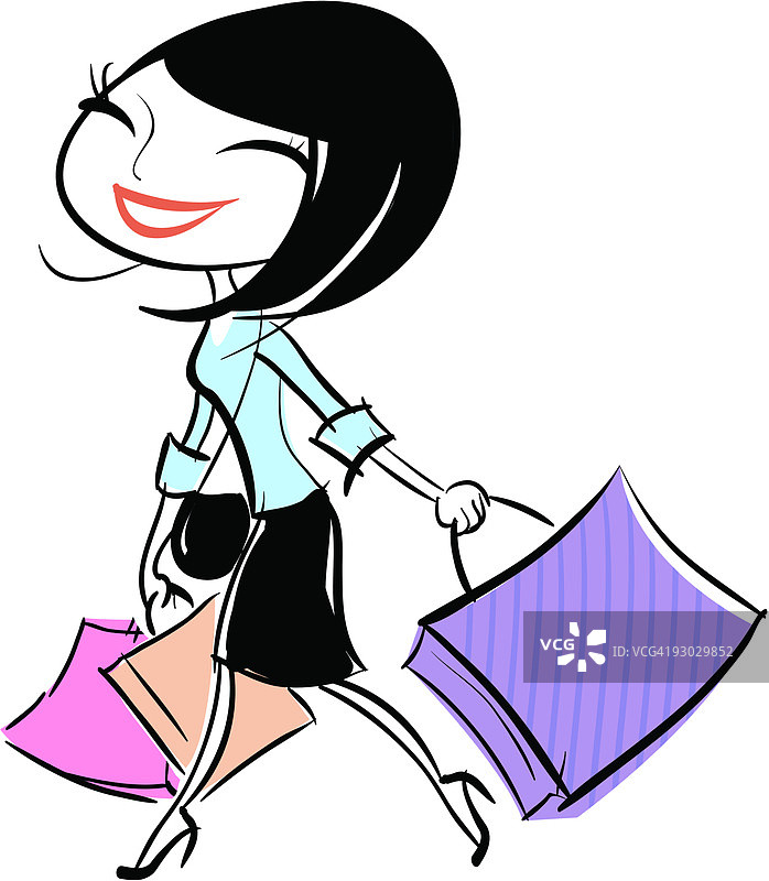 拎着购物袋的女人图片素材