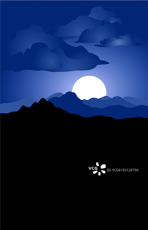 月光下的山脉图片素材