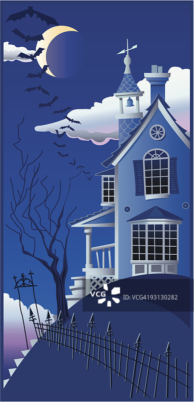 蓝色鬼屋图片素材