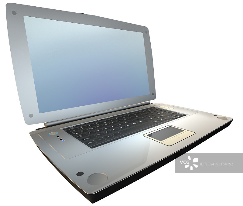 白色背景上的笔记本电脑 - 侧视图图片素材