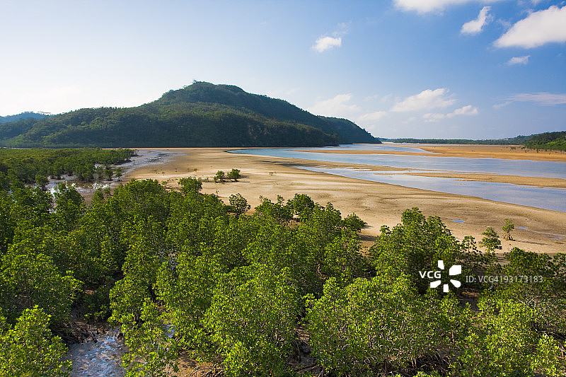 日本最大的红树林河流，冲绳县西表岛图片素材