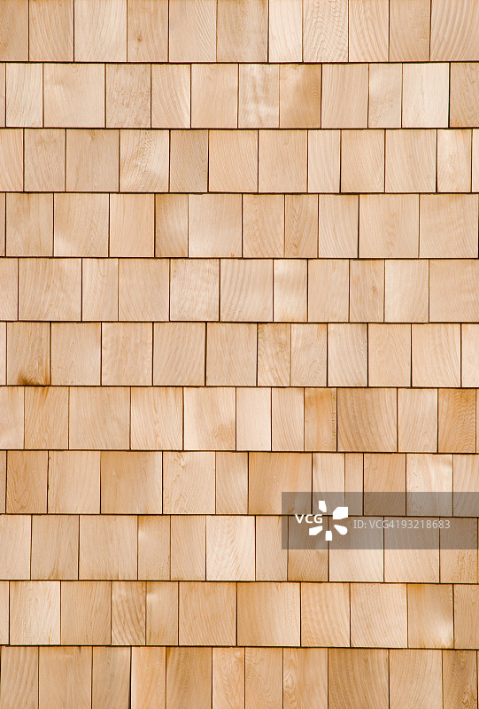 雪松木瓦墙特写，木质背景设计图片素材