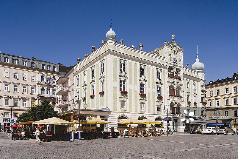 奥地利格蒙登市政厅与传统钟琴图片素材