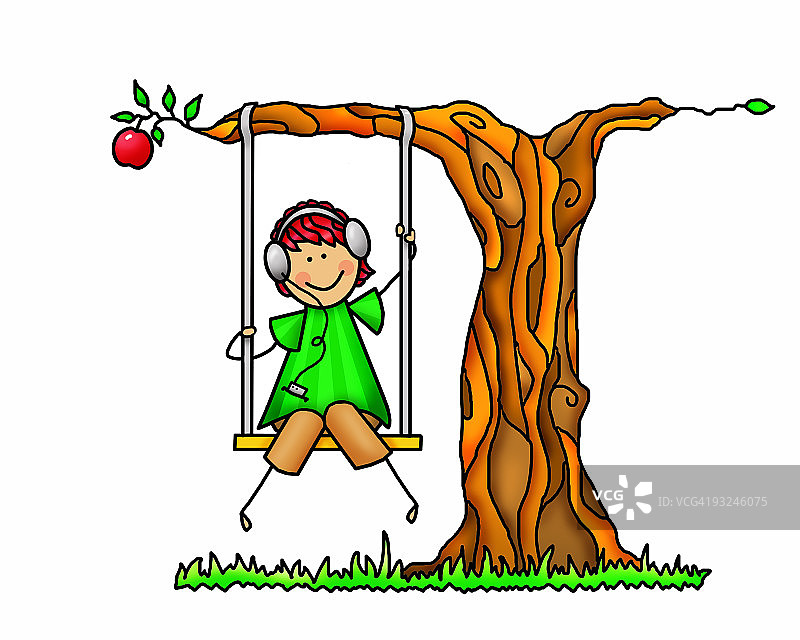 坐在秋千上的人图片素材