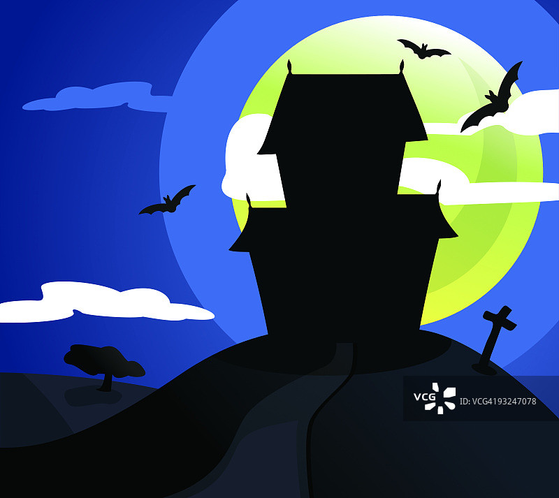 鬼屋剪影图片素材