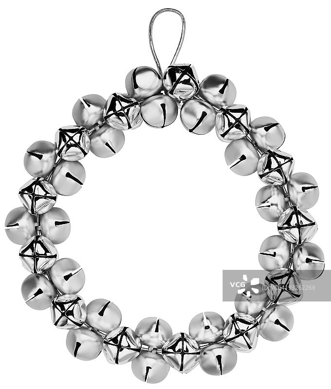 银色铃铛圣诞花环图片素材