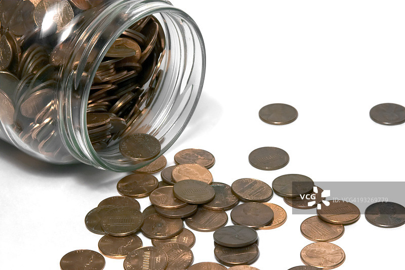 居家银行（洒落的硬币）图片素材