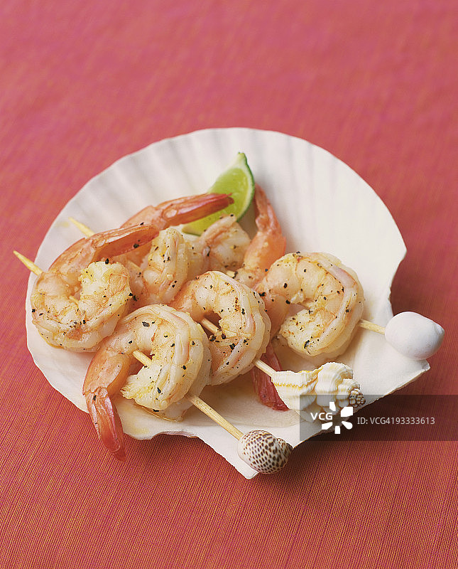 虾肉串开胃菜图片素材