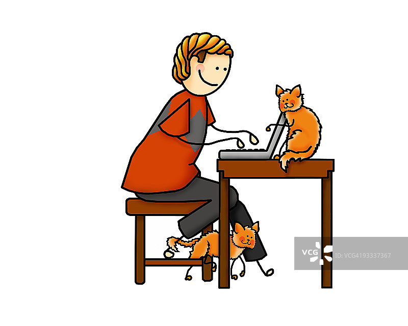 男孩使用笔记本电脑图片素材