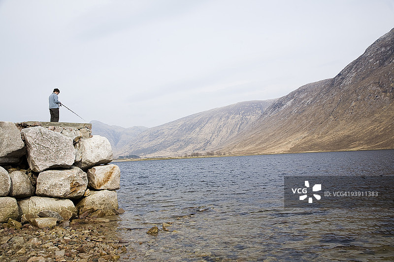 在湖上钓鱼图片素材