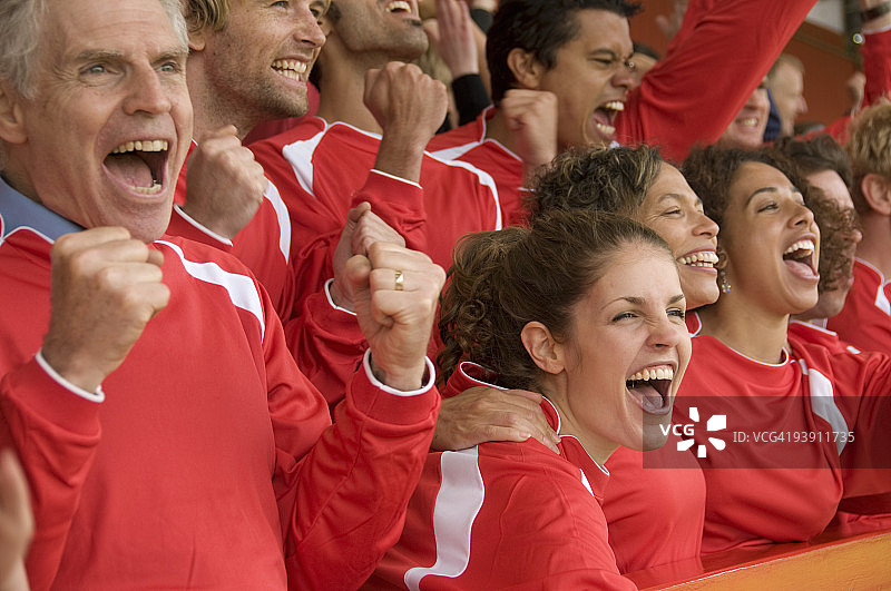 球迷在足球比赛中庆祝图片素材