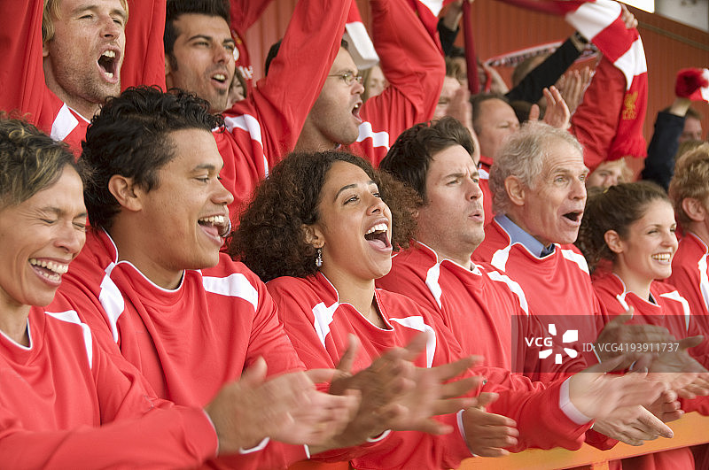 球迷在足球比赛中庆祝图片素材