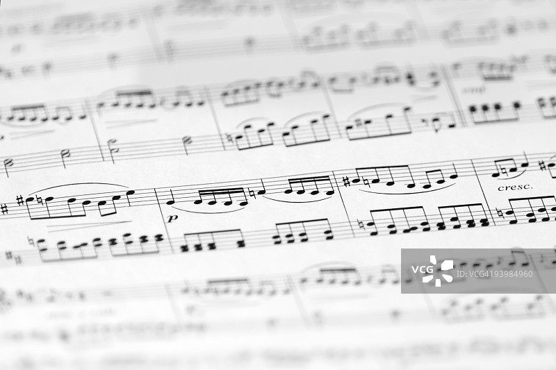 柔焦黑白乐谱图片素材