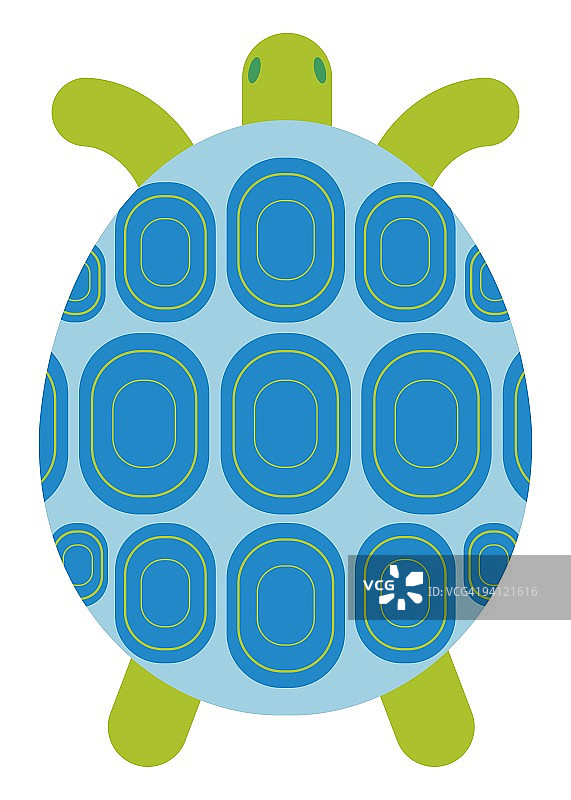 彩色蓝绿色乌龟数字插画图片素材