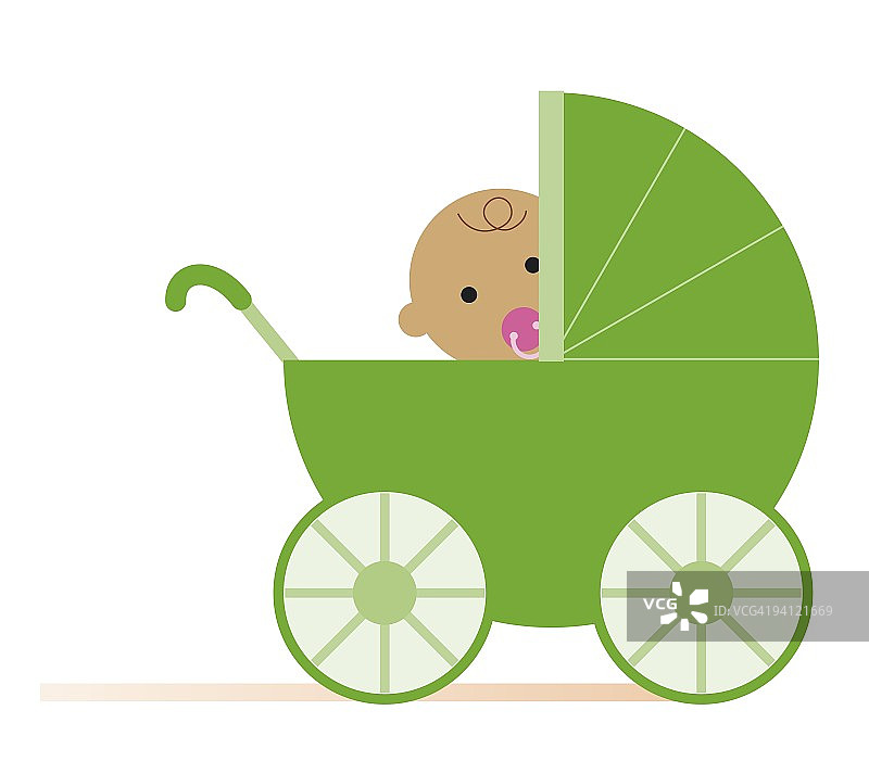 老式婴儿车中的婴儿数字图图片素材