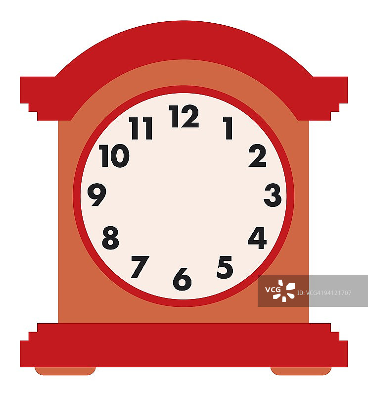 无分针时针的马车钟面数字插画图片素材