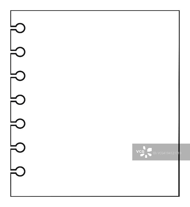 螺旋笔记本空白页黑白数字插画图片素材