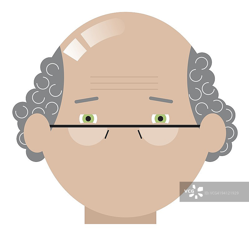 秃顶教授数字插画图片素材