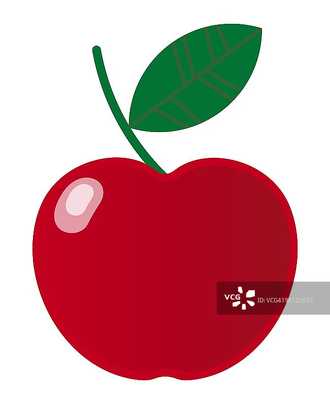 红苹果和绿叶的数字插图图片素材
