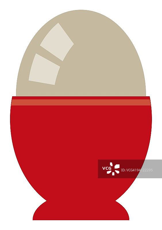 红色蛋杯中的煮鸡蛋数字插画图片素材