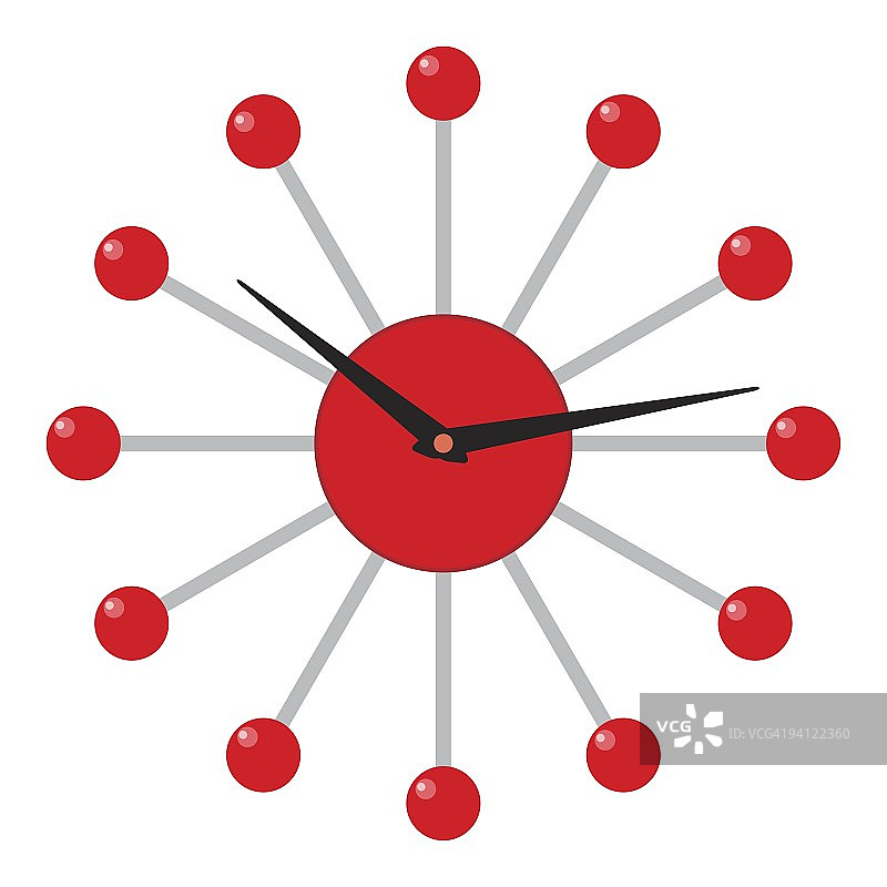 老式红色时钟数字插画图片素材