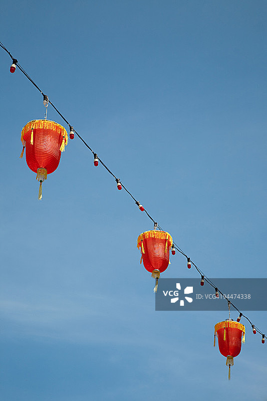 马来西亚乔治市唐人街的灯笼图片素材