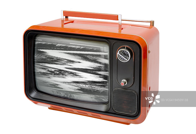 橙色旧电视机图片素材