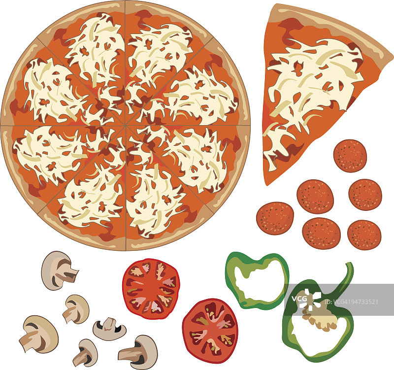 披萨和配料图片素材