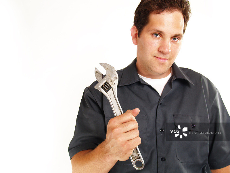 白色背景上的技工肖像图片素材