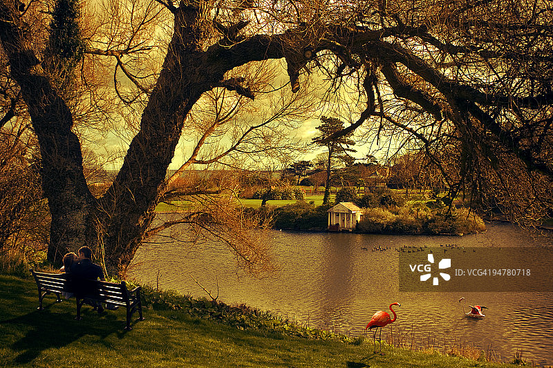 男人在河岸边亲吻女人，爱尔兰图片素材