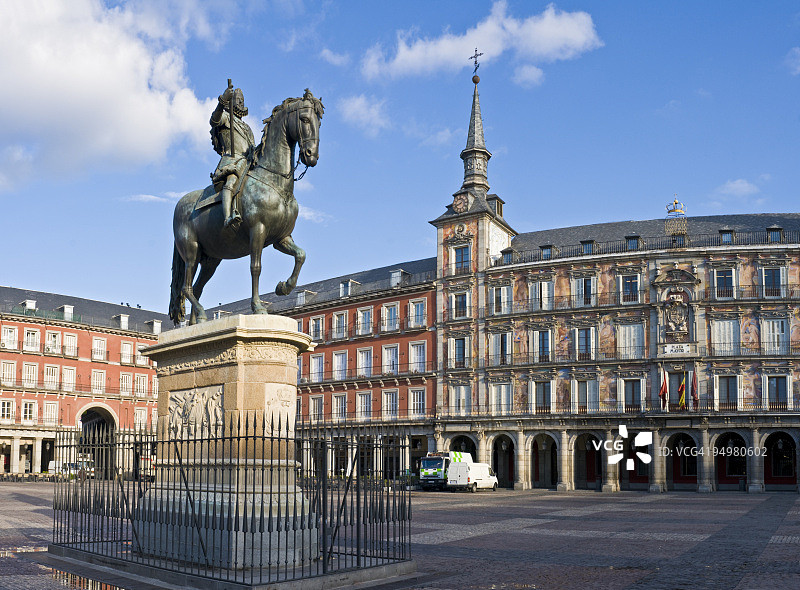 马德里马约尔广场的黎明图片素材