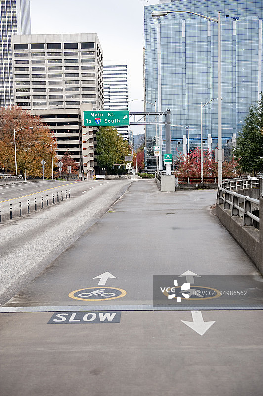 俄勒冈州波特兰市的自行车和人行道图片素材