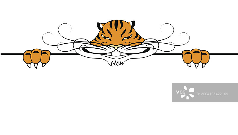 白色背景上微笑的老虎图片素材