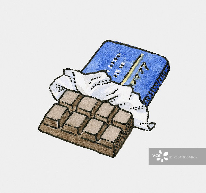 部分未拆封的牛奶巧克力棒插画图片素材